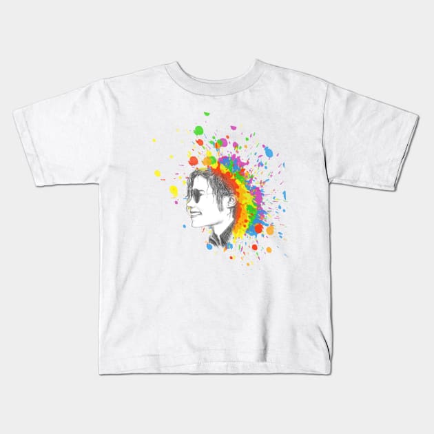 Michael Jackson Rainbow portrait Kids T-Shirt by InkLove